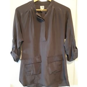 Anthro 100% Silk Edme & Esyllte Gray Tunic Blouse